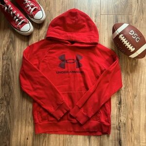 Red Under Armour sweatshirt for kids.